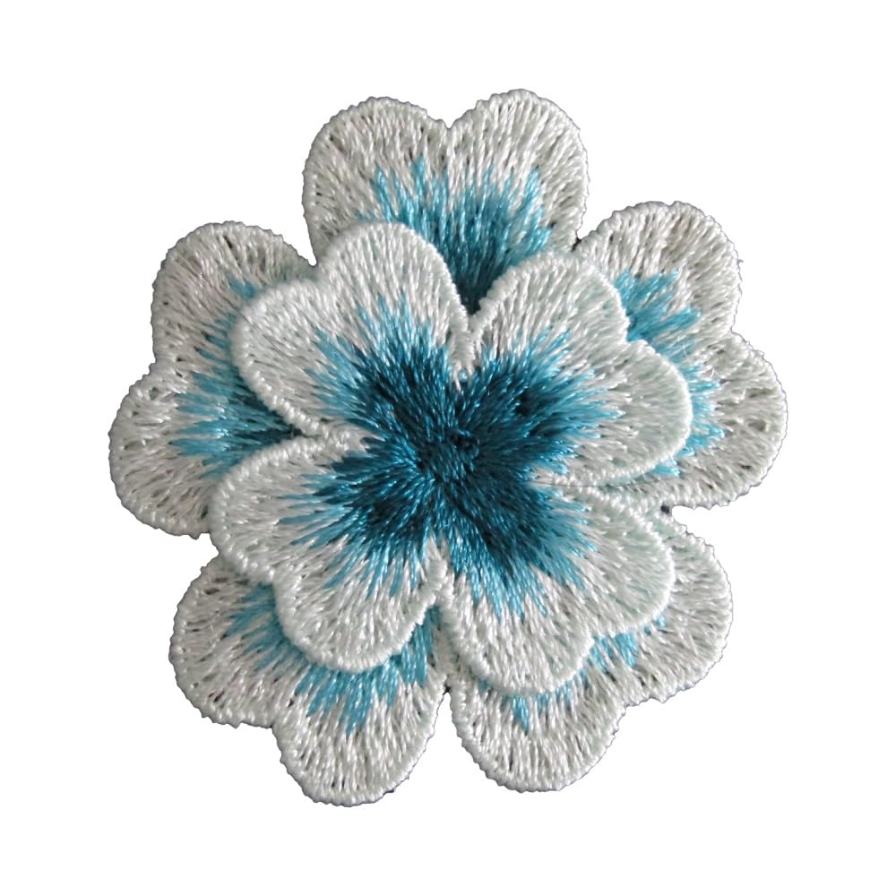 【準備中】ブローチorワッペン    花 Amazon.co.jp: ワッペン 花 刺繍 (76 青) : ホビー